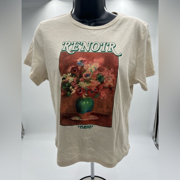 New Women’s Nordstrom cropped shirt size Large. Tan and floral. Pit to pit‎ 16.5 - Picture 1 of 7